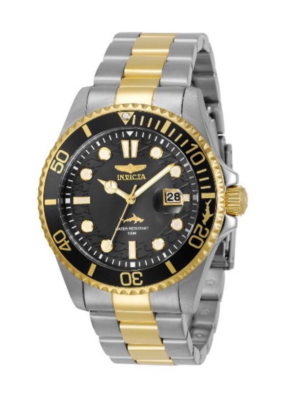 Invicta Two-Tone Gold and Silver Watch with Black Dial